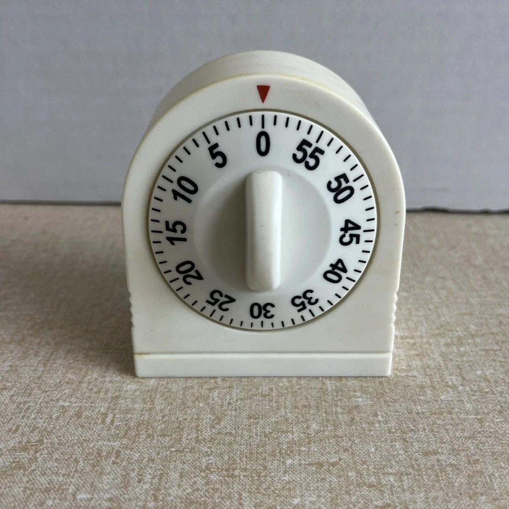 Unbranded Vintage Mechanical Kitchen Timer 60 Minute Ivory Wind Up Analog